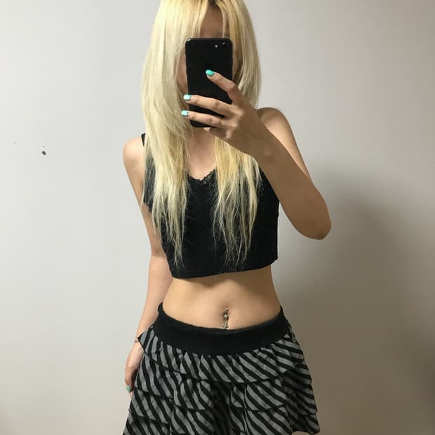 vtg skirt 스트라이프 캉캉 스커트