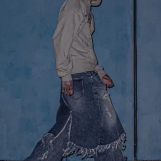 선데이오프클럽 레이어드 스커트 플레어 데님 진