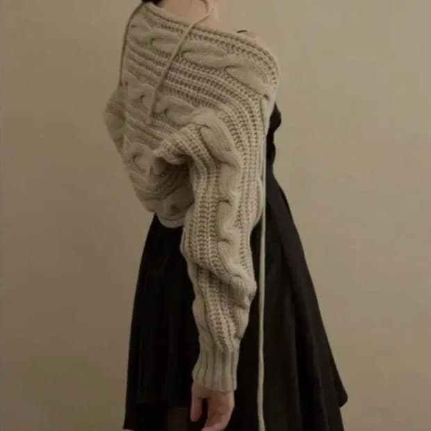 쓰리타임즈 케이블 볼레로 아이보리 베이지