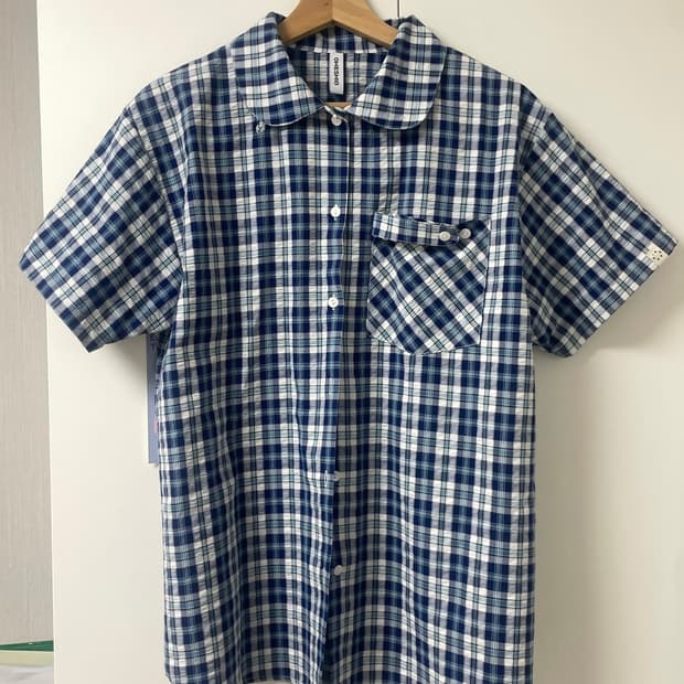 오헤시오 CHECK POCKET HALF SHIRT, BLUE