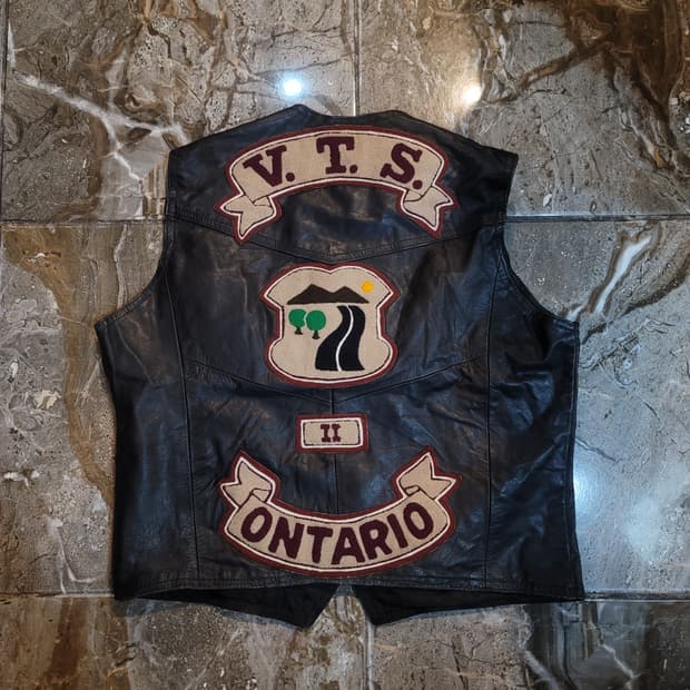 USA 오리지날 VTS 온타리오 가죽 바이커 조끼