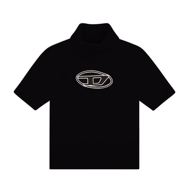 디젤 마가렛 컷아웃 로고 반팔 니트 블랙 S