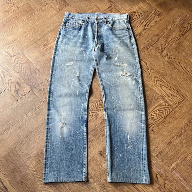 [33]80's 리바이스 USA 2501-0117 빈티지 페인팅 데님팬츠