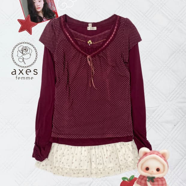 ꒰ঌ 체리와인 🍒 도트 세트 ໒꒱