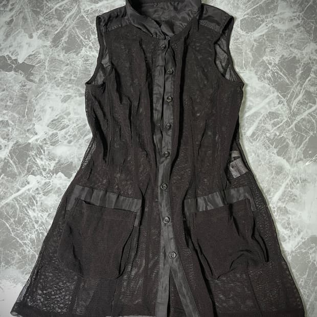 mesh higgneck sleeveless long shirts