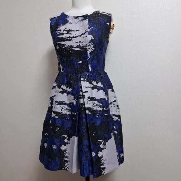 일본빈티지 Chesty모던 아트 자카드 칵테일원피스 탄탄 입체볼륨원피XS