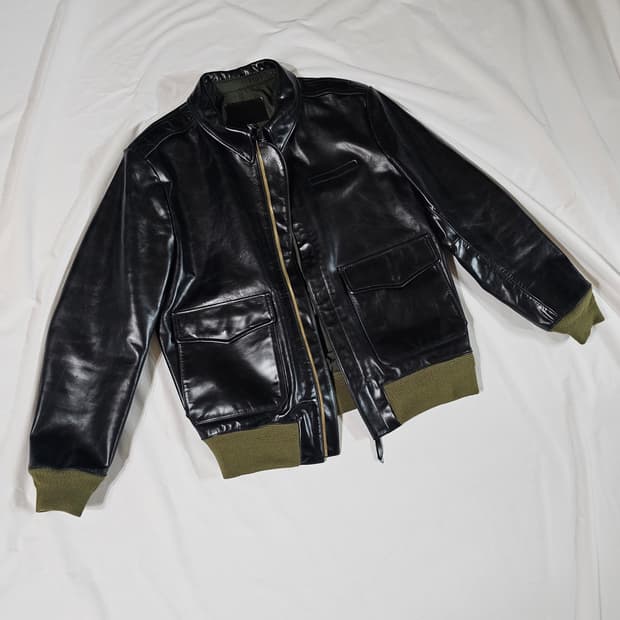 [빈티지] A-2 플라이트 밀리터리 레더 자켓 재킷 / 블랙 / XXL