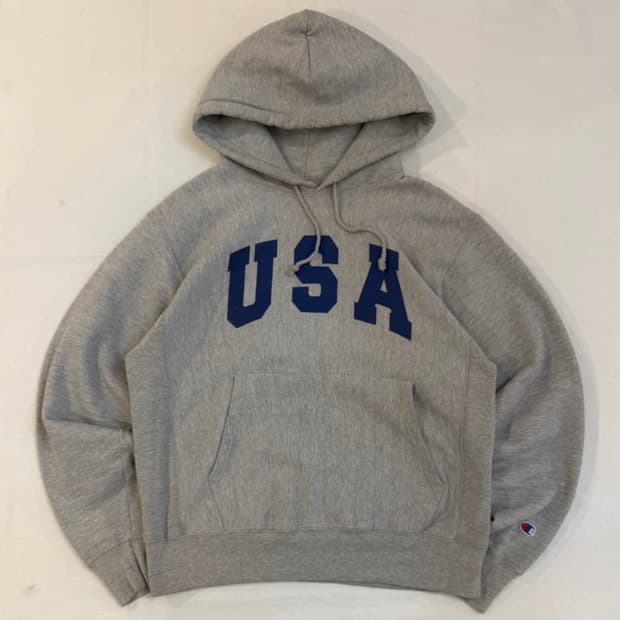 00s 챔피온 리버스위브 USA 후드티 그레이