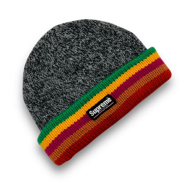 슈프림 15 FW Ragg 램스 울 무지개 빈티지 비니