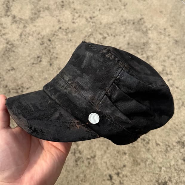 VTG CUSTOM]옆 절개 오일왁스 코팅 디스트레스드 헌팅캡