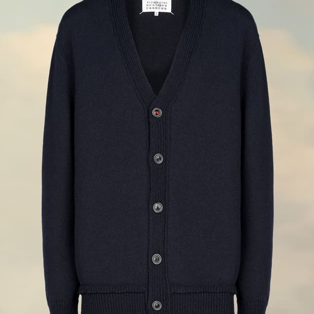 메종 마르지엘라 엘보우 패치 가디건 네이비