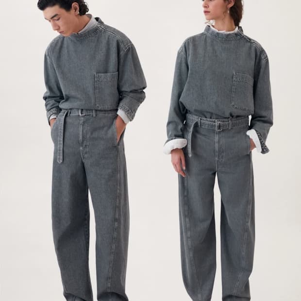 르메르 데님 집업 탑 스톤 그레이 xs