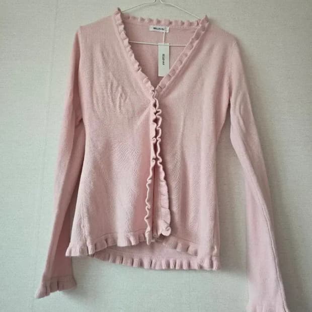 핑크프릴가디건