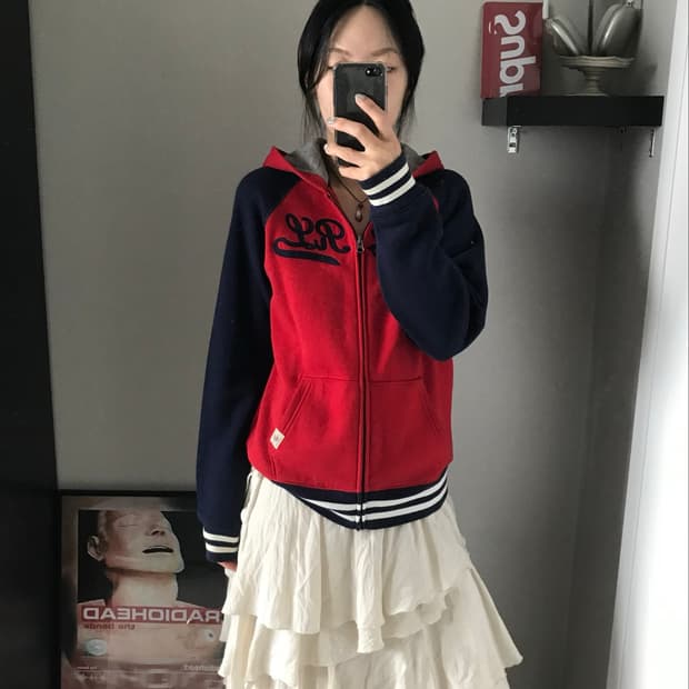 폴로 랄프로렌 중앙 자수 로고 나그랑 레드 후드집업