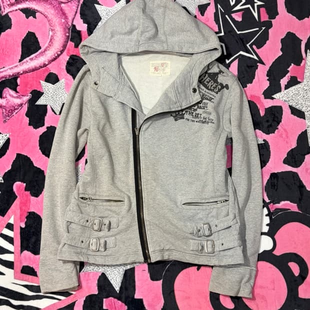00's bias zipper buckle hoodie zip-up 