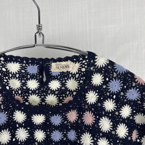 Vintage 도트 패턴 레이어드 반팔티 