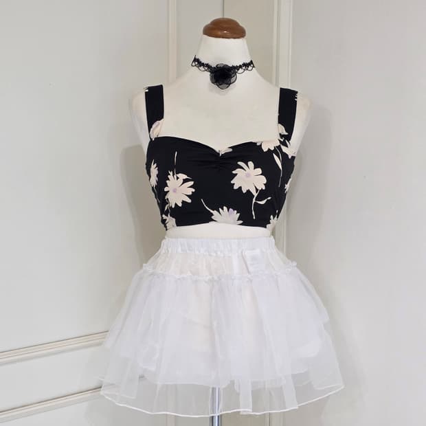 스나이델) 일본빈티지 로맨틱 꽃무늬 플로럴 뷔스티에 휴양지st 브라탑