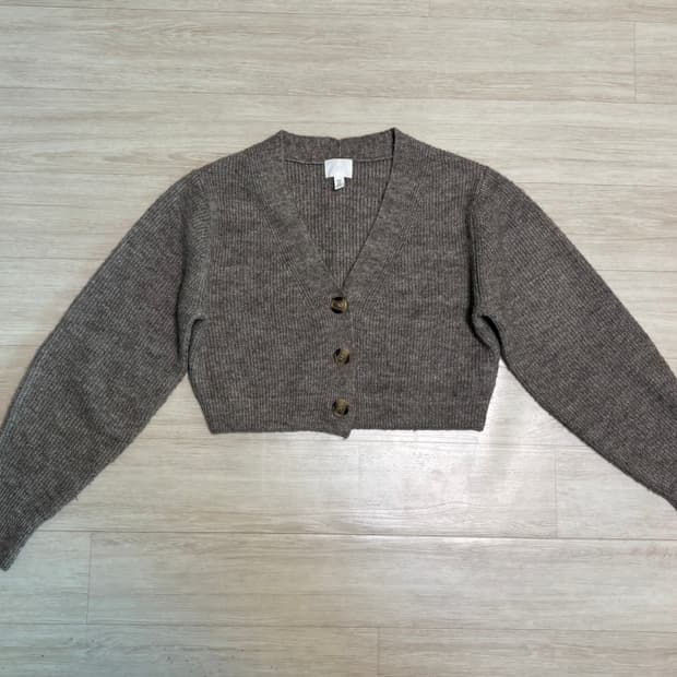 브라운 크롭 가디건