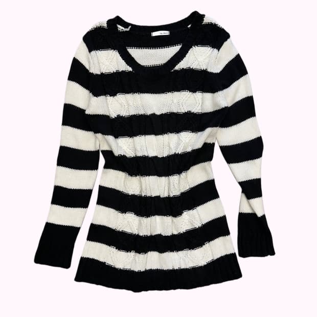 SKY BOMBER stripe cable knit dress