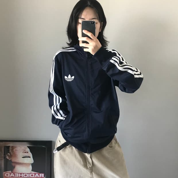 아다다스 구파이어버드 네이비 화이트 트랙탑 져지