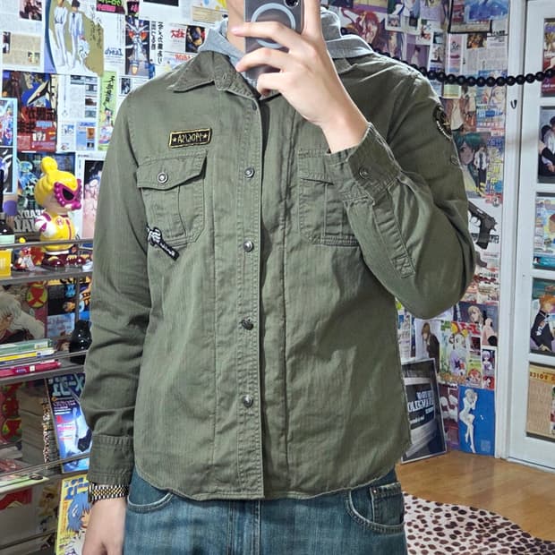 JPN 빈티지 후드 레이어드 밀리터리 셔츠