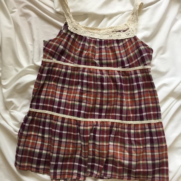 모리걸 하구미 체크 레이스 나시