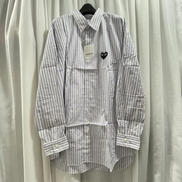 꼼데가르송/ 블랙하트 스트라이프 셔츠/ XL