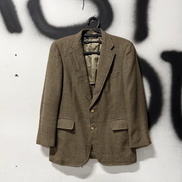 브룩스 브라더스 하운드 투스 체크 울100% 싱글 블레이저 자켓