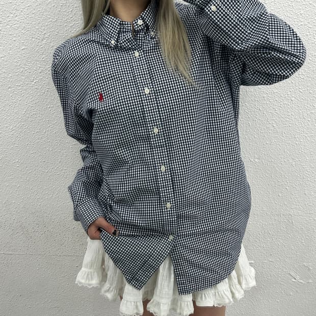 폴로 랄프로렌 레드포니 네이비 체크 셔츠 L