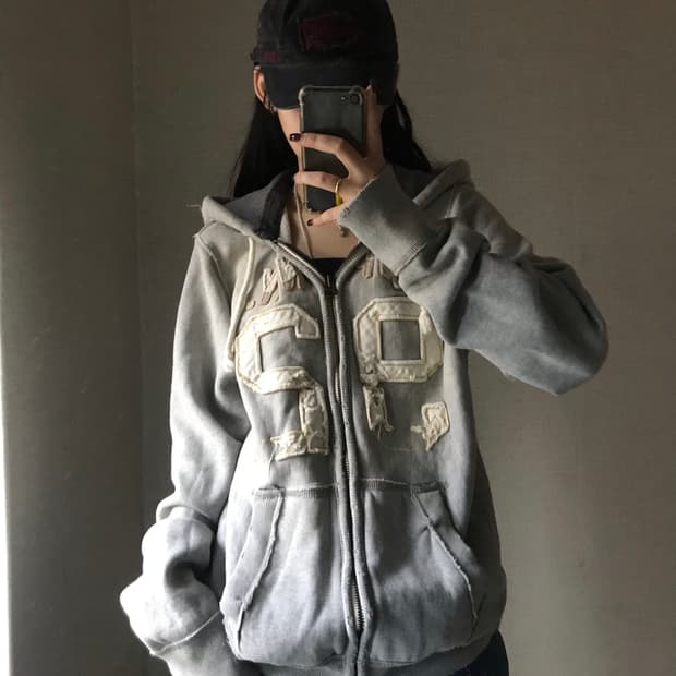 아베크롬비 그레이 오버핏 후드집업