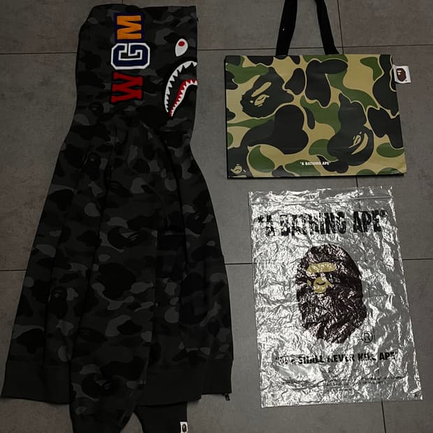 새상품급) 베이프 오리지널 흑계 샤크 후드집업 