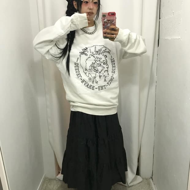 Diesel Logo White Hoodie