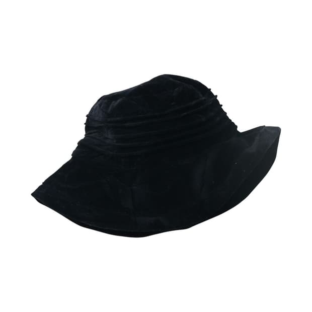 겐조(KENZO) 빈티지 벨벳 셔링 블랙 버킷햇