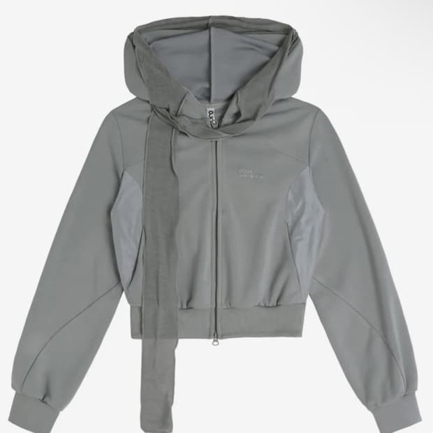 Muffler Boxer Crop Hoodie / Grey