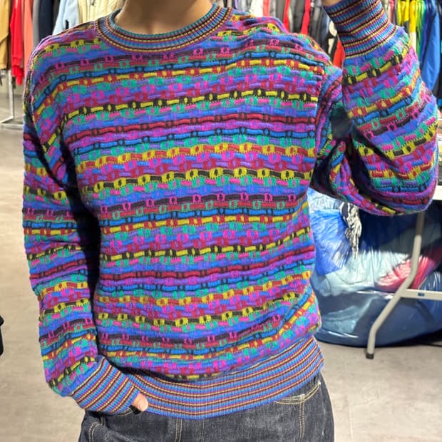 MODIGLIANI 모딜리아니 퍼플 멀티컬러 에스닉 패턴 울100 라운드