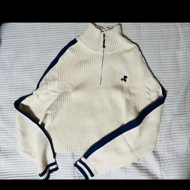 레스트앤레크레이션 RR 하프 집업 크롭 니트 아이보리