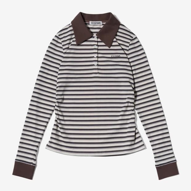 계좌) STRIPE LONG SLEEVE PK T-SHIRTS BROWN