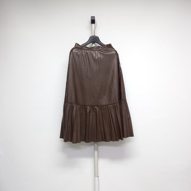 SJSJ 춘추동 페이크 레더 플레어 롱 스커트 44