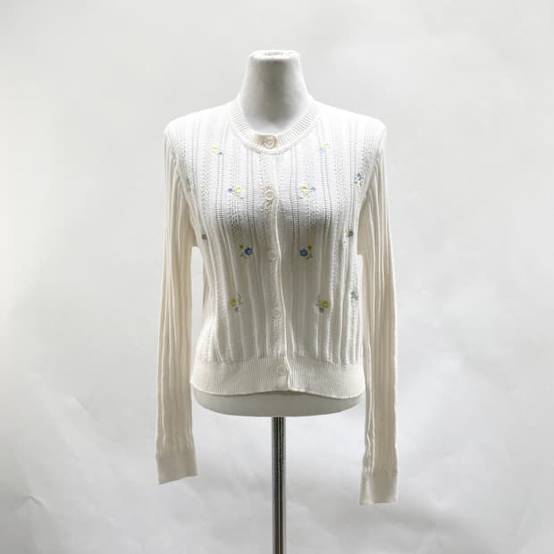 에잇세컨즈 여 플라워자수 니트가디건 S 