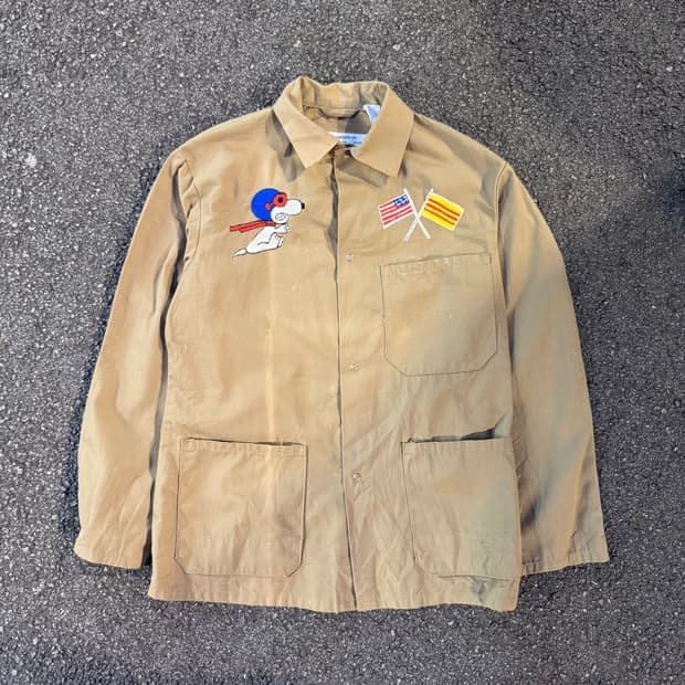 빈티지 메탈리카 프랜치 워크 자켓 베이지