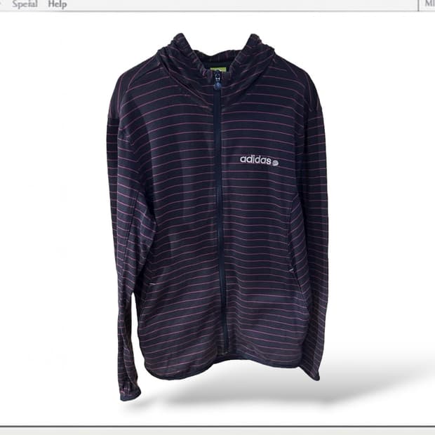 아디다스 퍼플 스트라이프 후드집업
