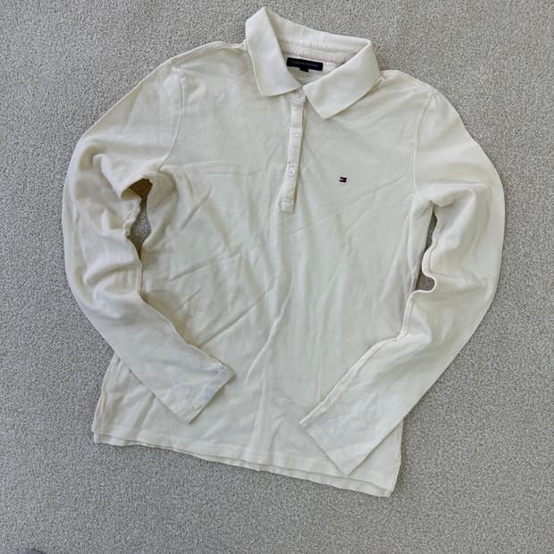 S 타미힐피거 스몰 로고 자수 긴팔 