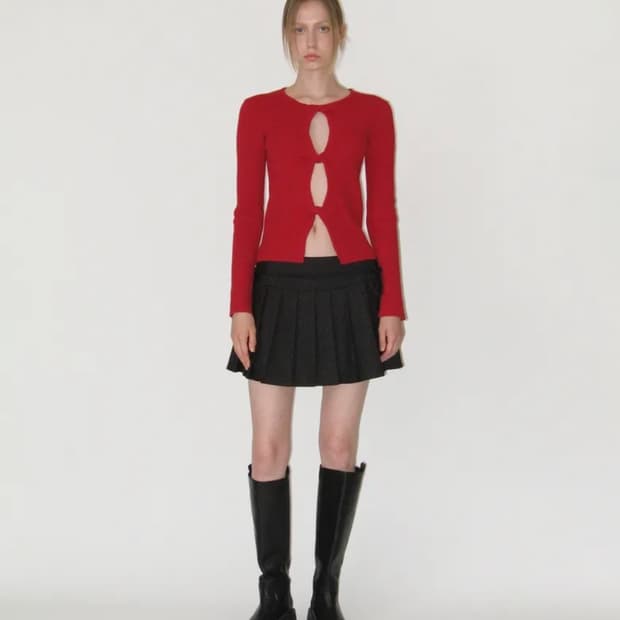 [새상품] 썬번프로젝트 트위스트니트 레드