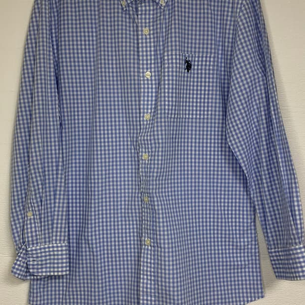 US폴로 어슨 블루 체크 긴팔 셔츠