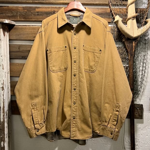 [L]L.L.Bean 케나다제 2포켓 체크 라이닝 브라운 워크 셔츠 자켓