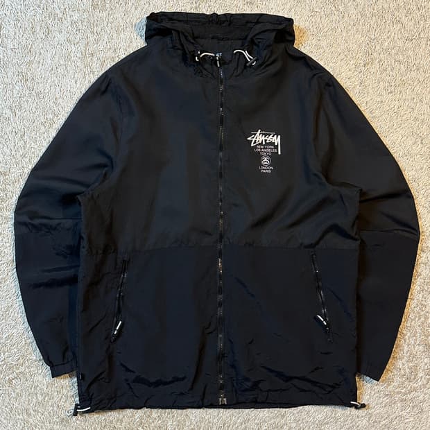 희귀) 스투시 STUSSY 월드투어 후드 바람막이 자켓 블랙