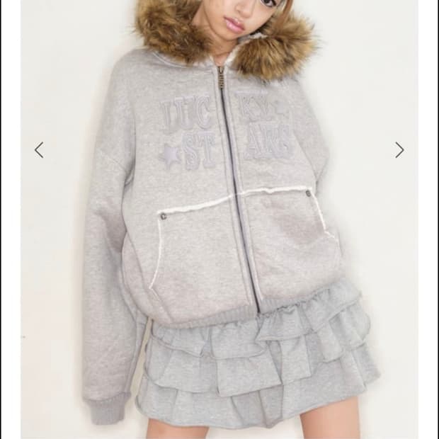 익스파이어드걸 보아 퍼 후드집업 멜란지 그레이 