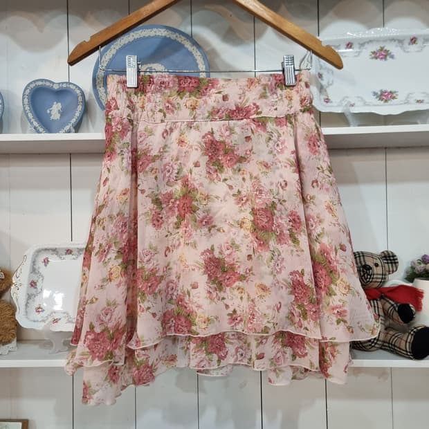 플라워 쉬폰 레이어드 스커트