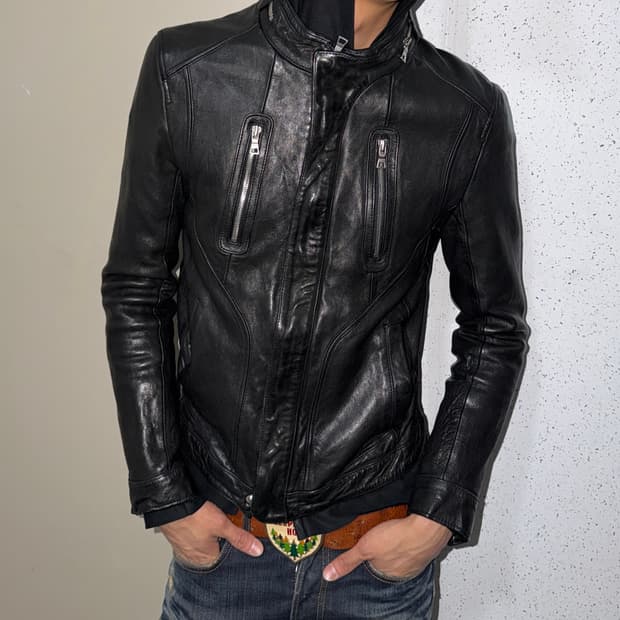 이태리 양가죽 슬림 레더 자켓