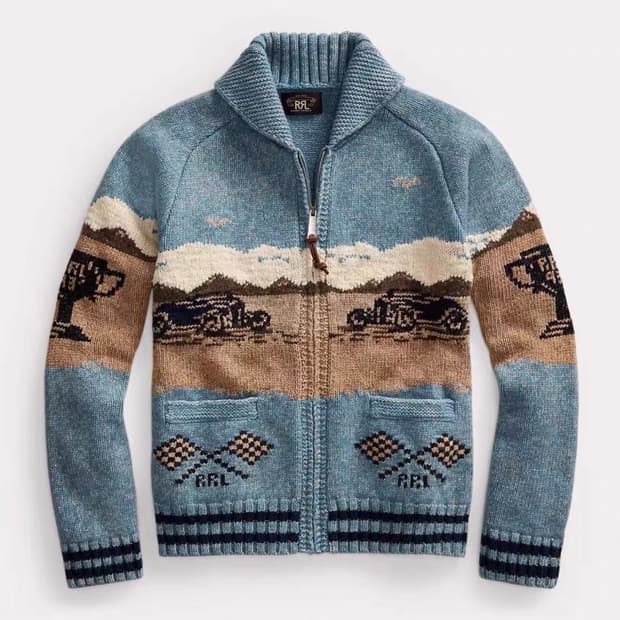 rrl 인타르시아 모토 니트 가디건 L